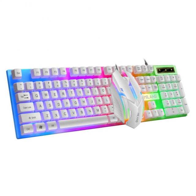 Rainbow LED T6 USB Wired Keyboard Mouse Set - Sdoutfit